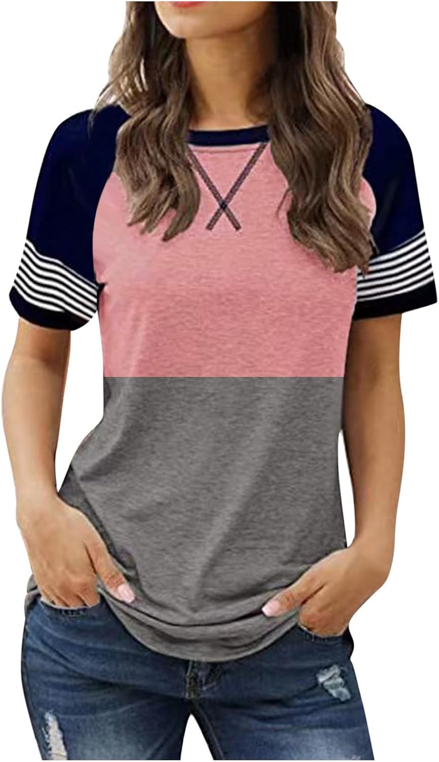dam vardaglig tryckt rund hals kortärmad pullover t-shirt gul t-shirt dam