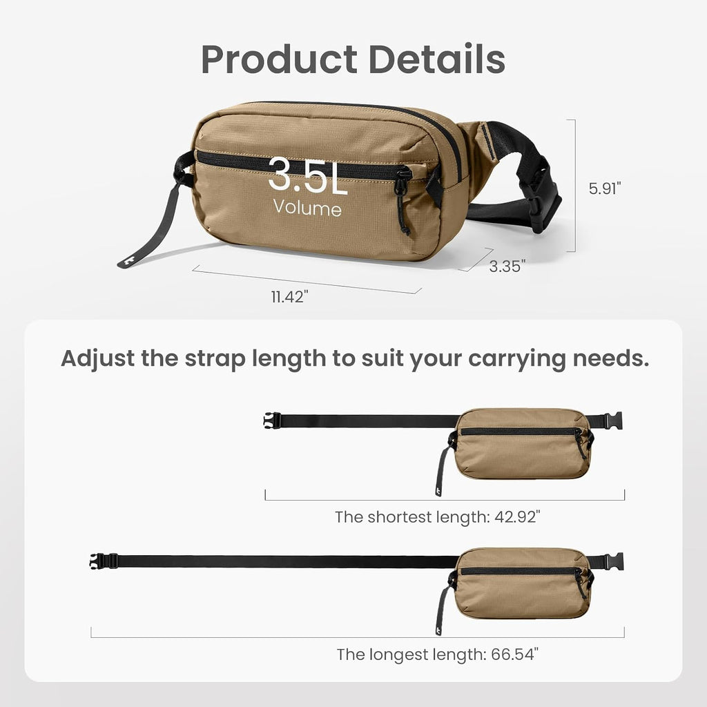 tomtoc 1,5 l crossbody väska med RFID-skydd, liten unisex axelremsväska, sling bag, lätt, vattentät sling bag, för utomhusresor, svart