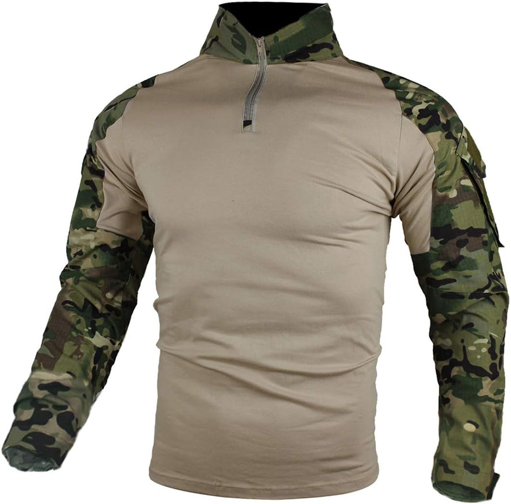 Tactical Combat T-shirt för män, Ripstop andningsbar tröja för jakt Military Airsoft