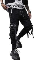 XYXIONGMAO Joggingbyxor för män, techwear, hiphop, haremsbyxor, streetwear, taktiska träningsbyxor, Svart, M