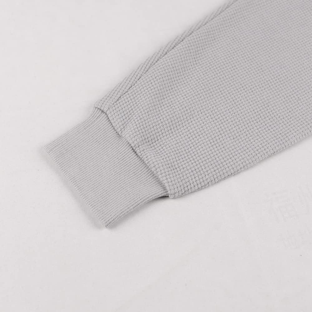 Muscle Alive Basic långärmad våffeltröja för män lös passform träning pullover rund hals skjorta