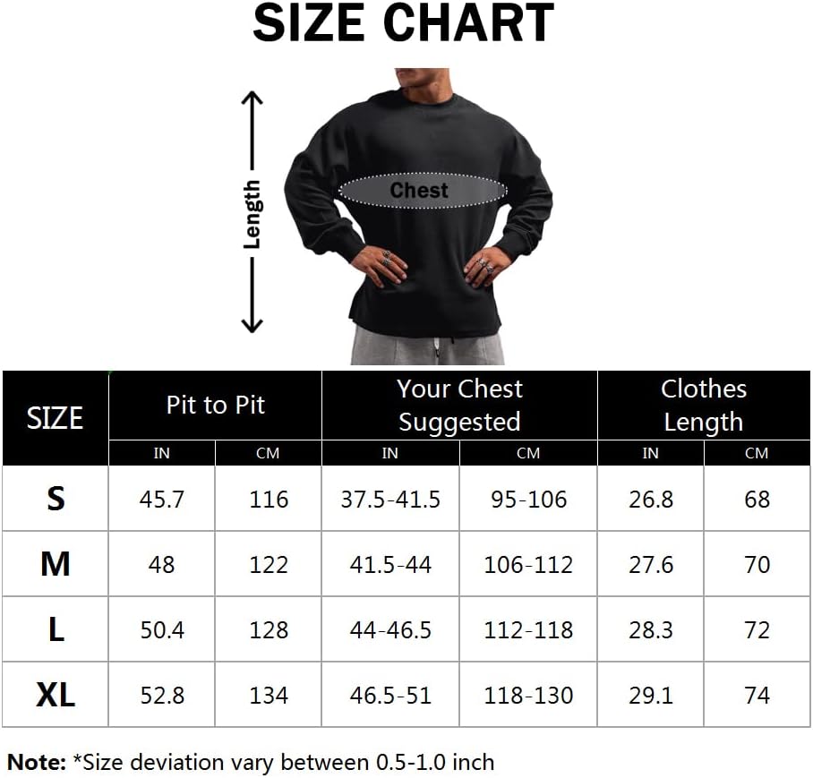 Muscle Alive Basic långärmad våffeltröja för män lös passform träning pullover rund hals skjorta