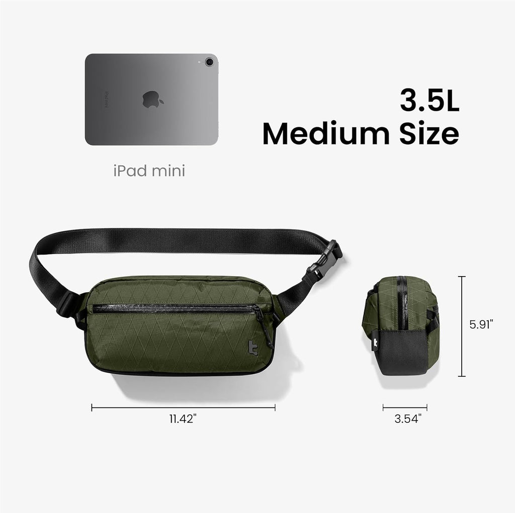 tomtoc 1,5 l crossbody väska med RFID-skydd, liten unisex axelremsväska, sling bag, lätt, vattentät sling bag, för utomhusresor, svart
