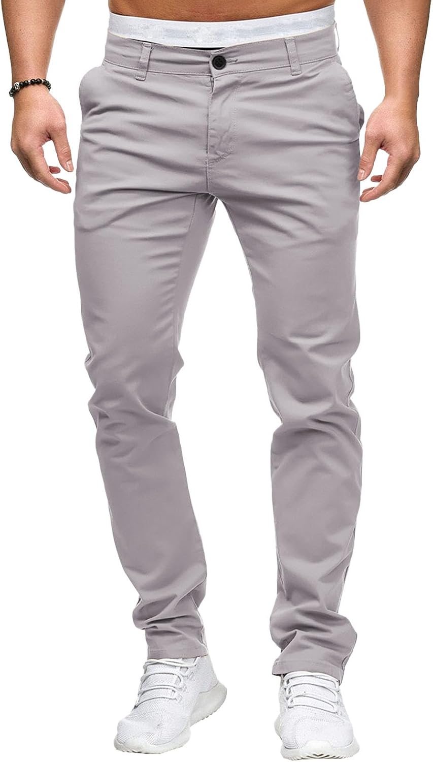 Herrbyxor med slim fit, chinos och stretch framtill, lätta affärsbyxor, vardagliga kontorsbyxor