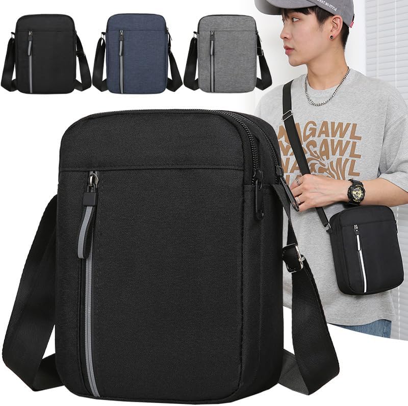 Aucuu Axelväska för män, Oxford Crossbody väska, vattentät liten sidoväska för män, ledig handväska, messengerväska med dragkedja och justerbar rem, lätt bröstväska för daglig användning, arbete