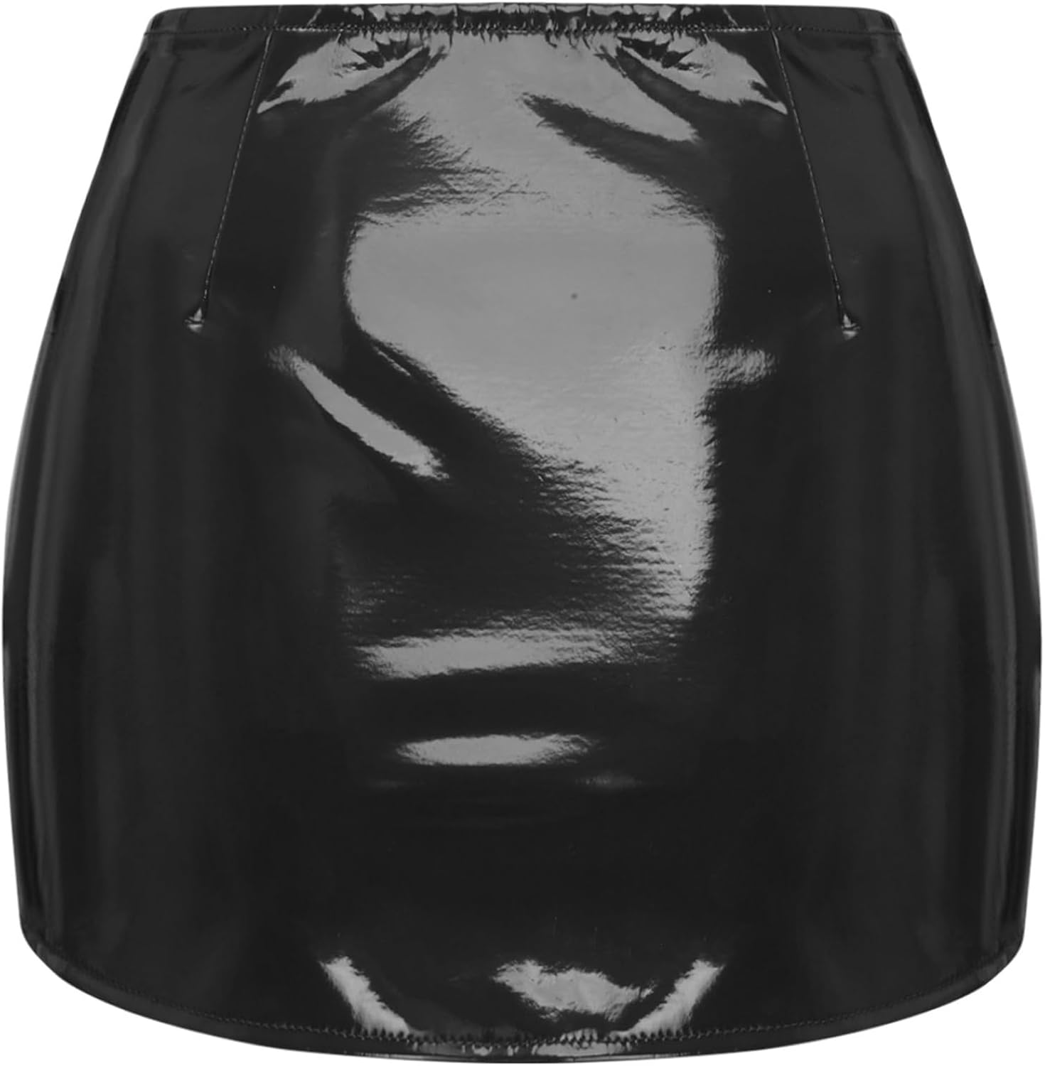 kort minikjol läderkjol lackerad metallisk glänsande tajt hög midja kjol bodycon cluwbear S-3XL