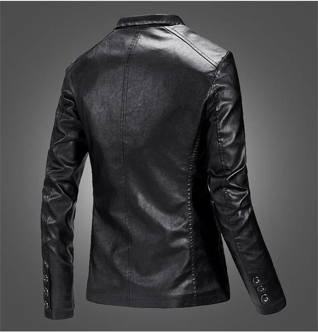 Bollrllr Män PU läderjacka business casual blazer smal passform kostym kappa vår