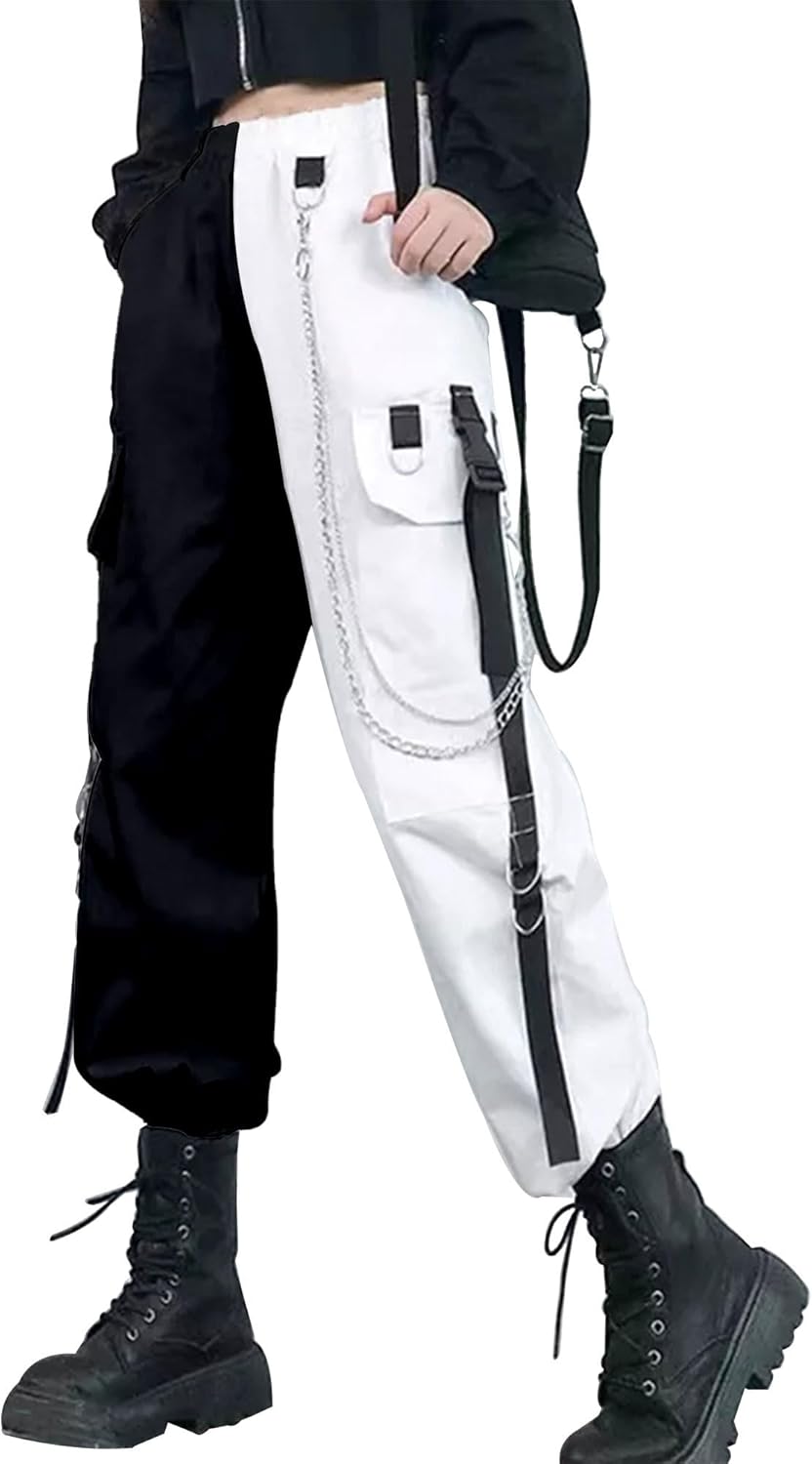 Cargobyxor dam med byxkedja gotiska kläder dam goth punk Y2k techwear byxor