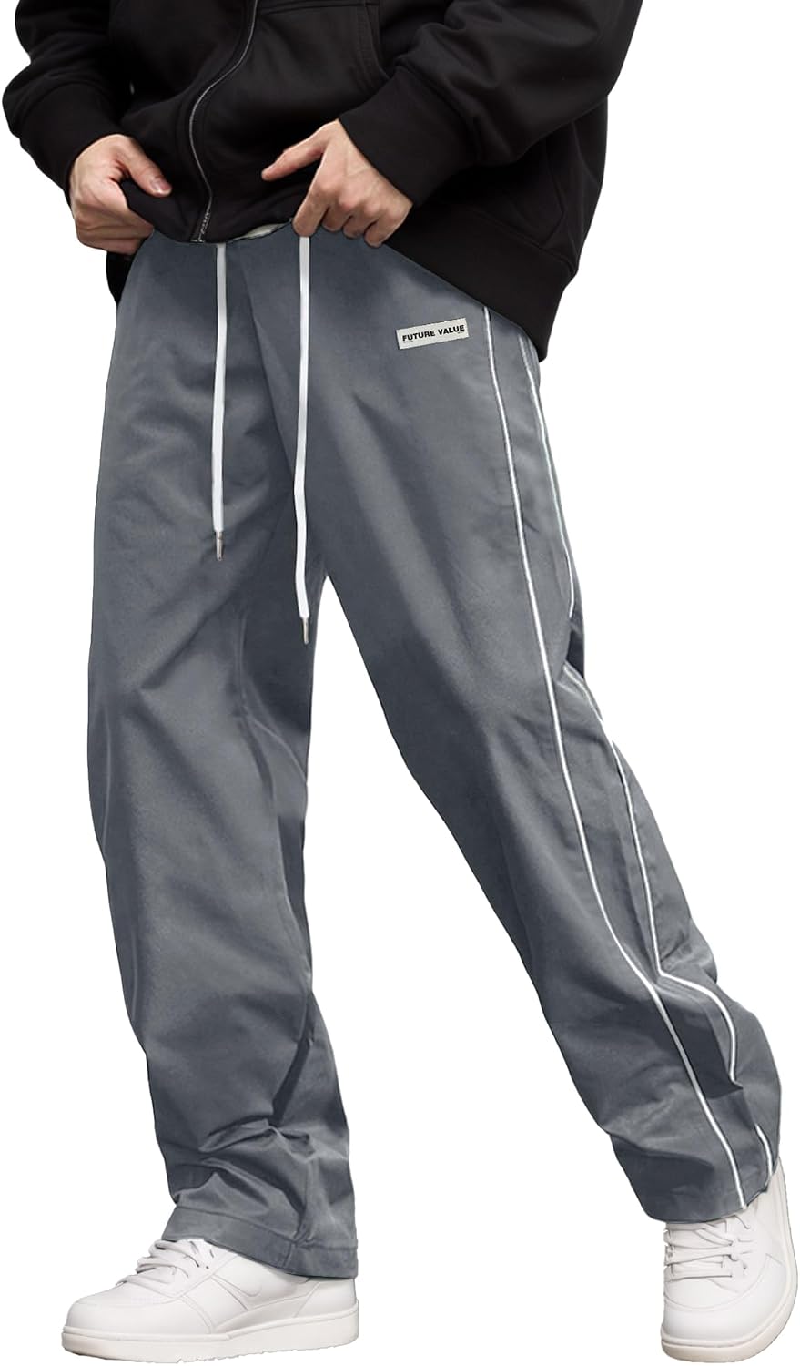 AIEOE herr, säckig joggingbyxor, Y2K, träningsbyxor, breda sportbyxor med dragsko, streetwear, fritidsbyxor med rörband, tonåring, mode