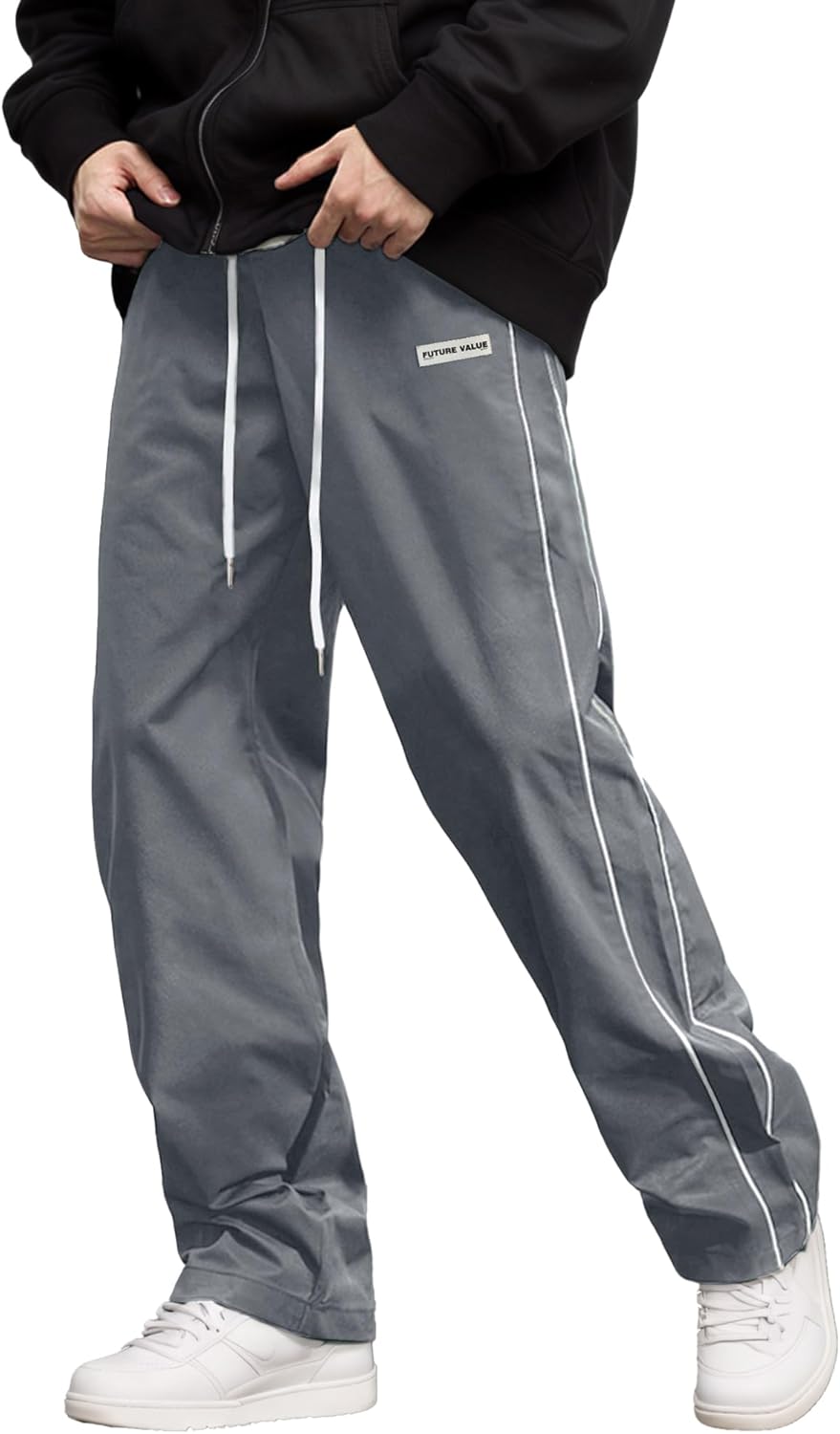 AIEOE herr, säckig joggingbyxor, Y2K, träningsbyxor, breda sportbyxor med dragsko, streetwear, fritidsbyxor med rörband, tonåring, mode