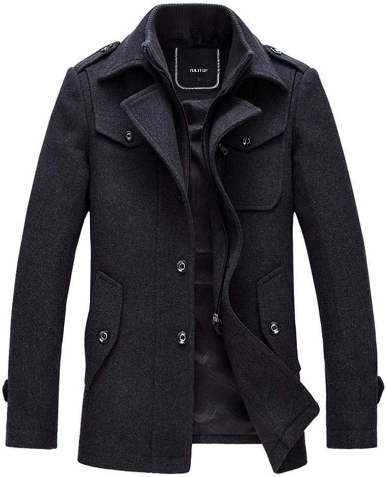 Rockar för Herr Casual Vinter Ullkappor Regular Fit Vinter kappa Ärtkappa för Vintern