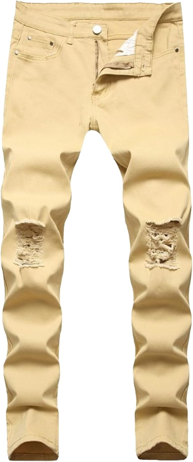 Herr Slim Fit-jeans herr stretch rippade slim fit skinny jeans mode raka ben komfortbyxor