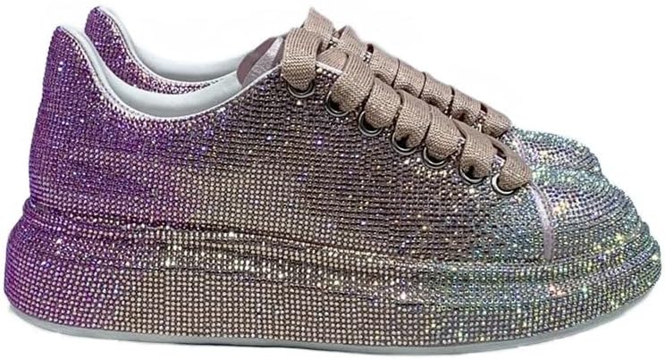 Julymens Dam Glitter Strass Plattform Sneakers Casual Snörning sportskor