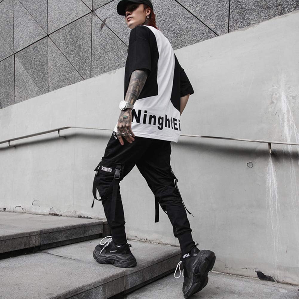 XYXIONGMAO Joggingbyxor för män, techwear, hiphop, haremsbyxor, streetwear, taktiska träningsbyxor, Svart, M