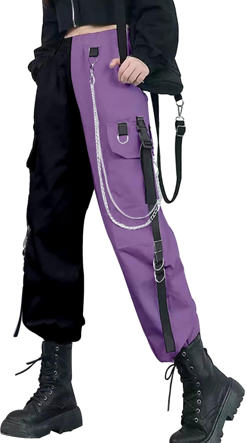 Cargobyxor dam med byxkedja gotiska kläder dam goth punk Y2k techwear byxor
