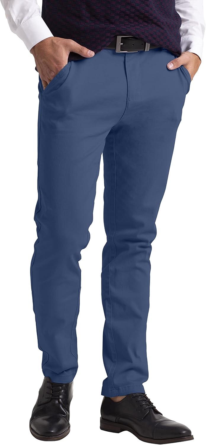 westAce Chino-byxor för män smal passform stretch twill vardagsbyxor