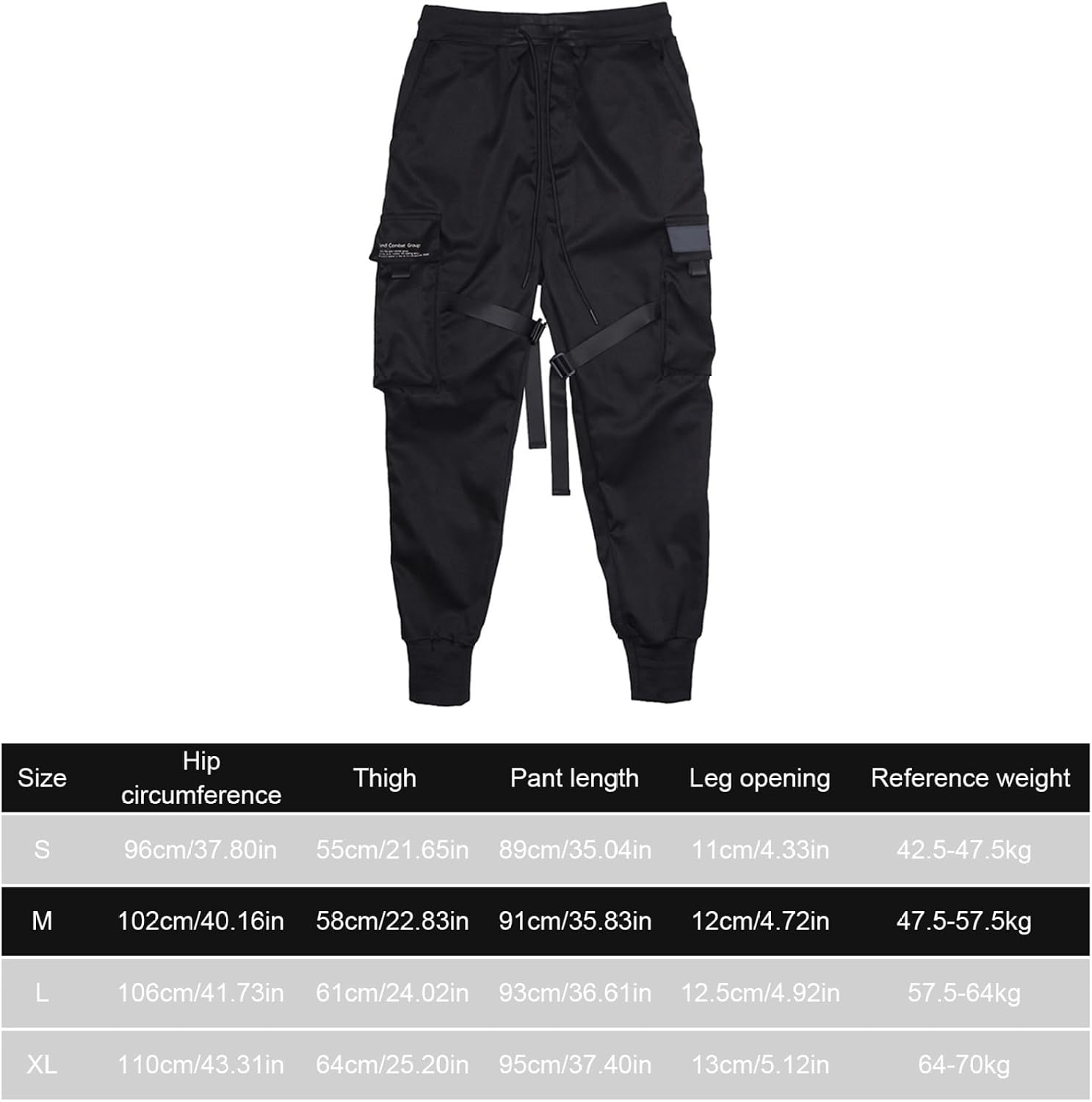 Herrbyxor cargobyxor haremsbyxor overaller hiphop punk joggingbyxor sport för män pojkar svart S.