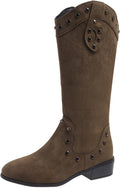 Generiska dam västerländska stövlar med klack, cowboystövlar dam medelstora höga vandringskängor med blockklack övergångsstövlar vintage halvstövlar western cowgirl stövlar slip-stövlar Chelsea