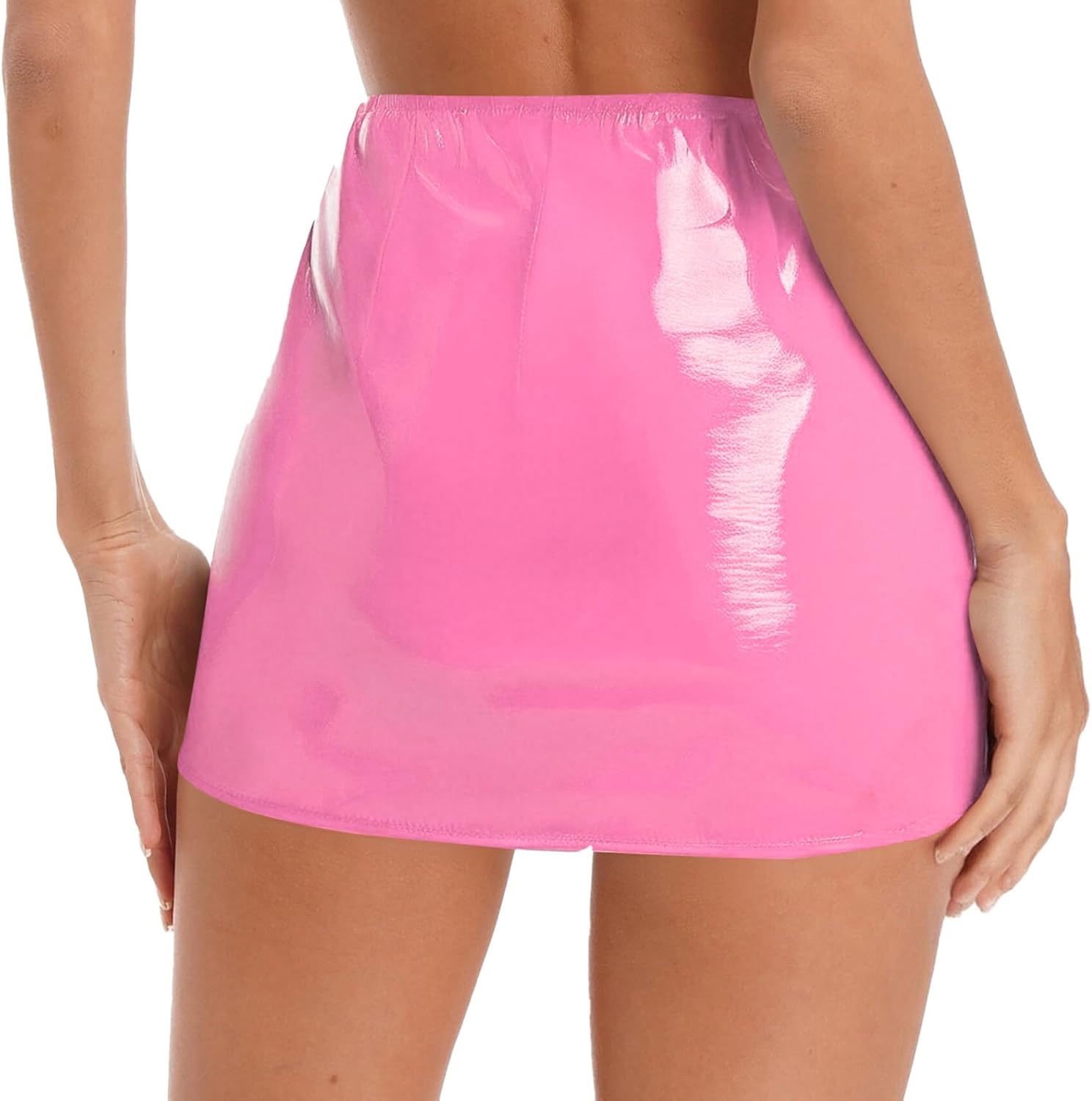 kort minikjol läderkjol lackerad metallisk glänsande tajt hög midja kjol bodycon cluwbear S-3XL