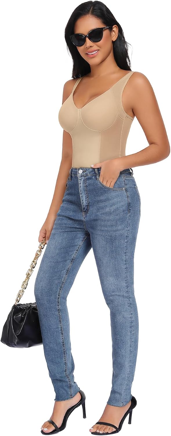 Niwicee Shapewear Body Body Shapewear Bodysuit Platt Mage Omslagring String Underkläder Smal Shaper Shaping Sexig Mesh Fajas Justerbar axelrem
