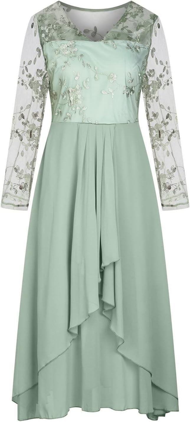 Sommarklänning dam, aftonklänningar, lång klänning, elegant chiffong, spets, swing, cocktailklänning, ledig, festliga klänningar för kvinnor, för bröllopsgäst, brudtärneklänningar, festklänning