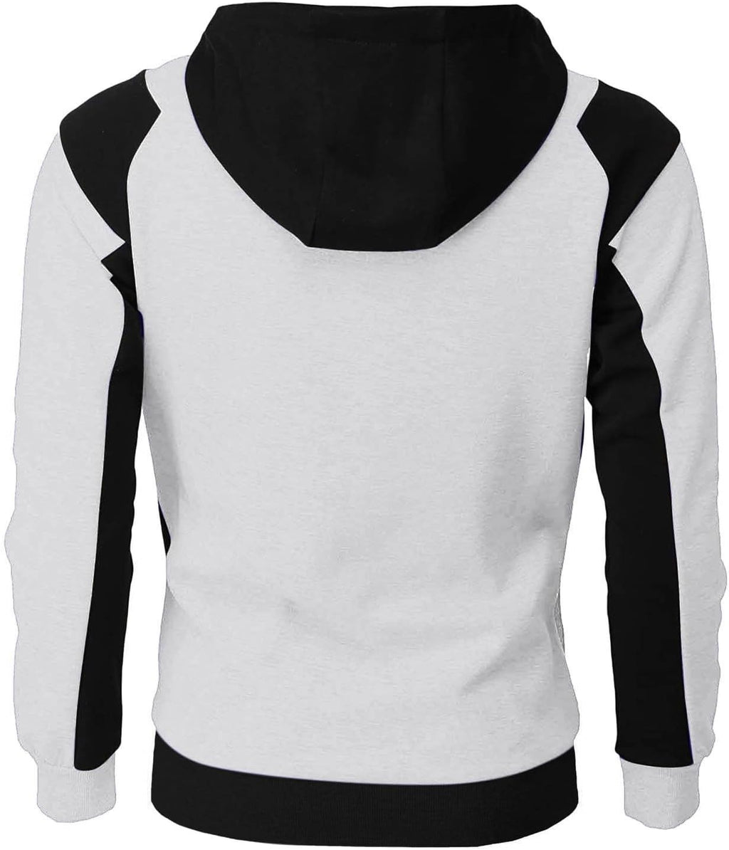 Generisk huvtröja med dragkedja för män, huvtröja med dragsko och fickor pullover tvåfärgad lapptäcke huvtröjor ledig hip hop sweatjacka slim fit andningsaktiv tröja cake casual mångsidig topp