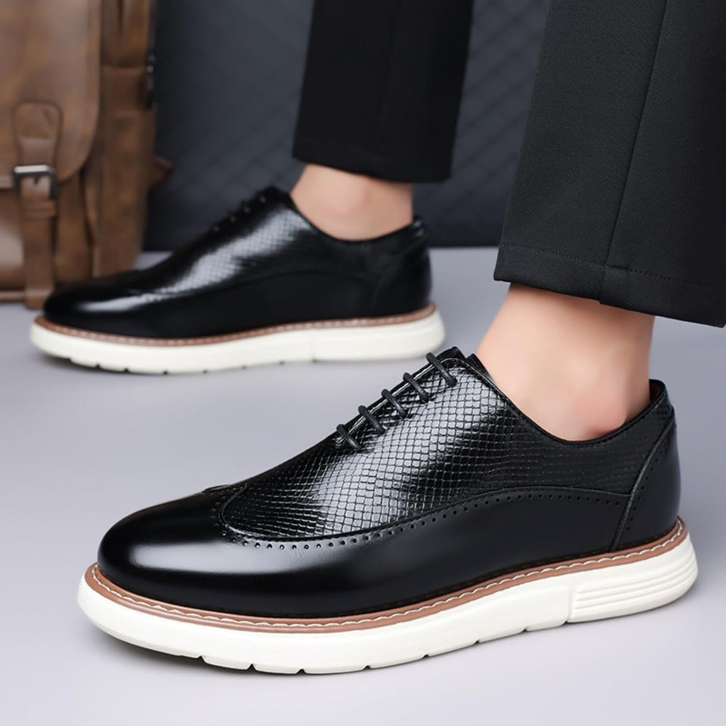 Herr Casual Sneaker Brogues Business Formal Oxfords Lackskinn Snörning Kontors Promenadskor