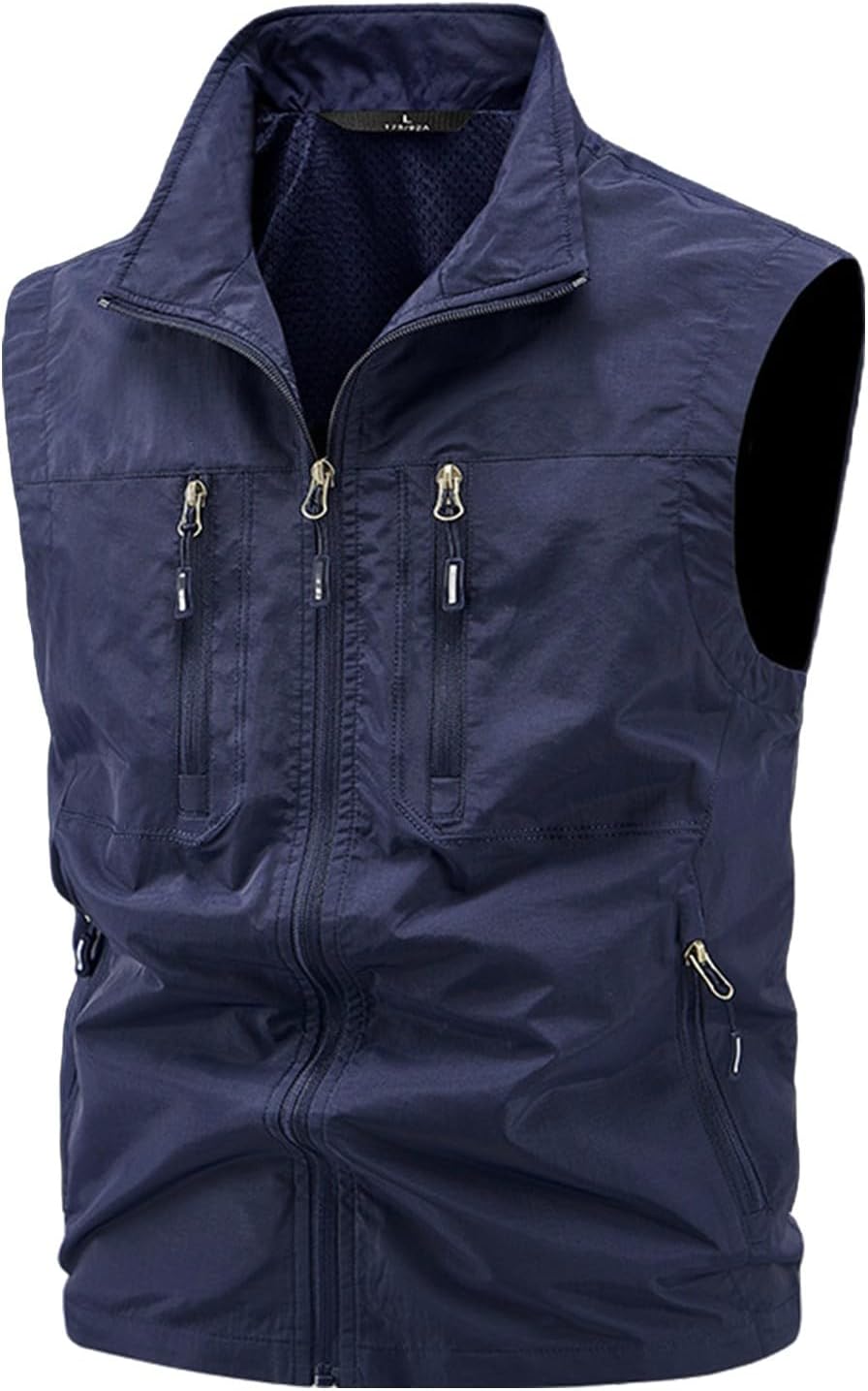 mäns fiskeväst för fyra årstider, utomhus, avslappnad, tunn, med dragkedja, stor storlek tank top bustier
