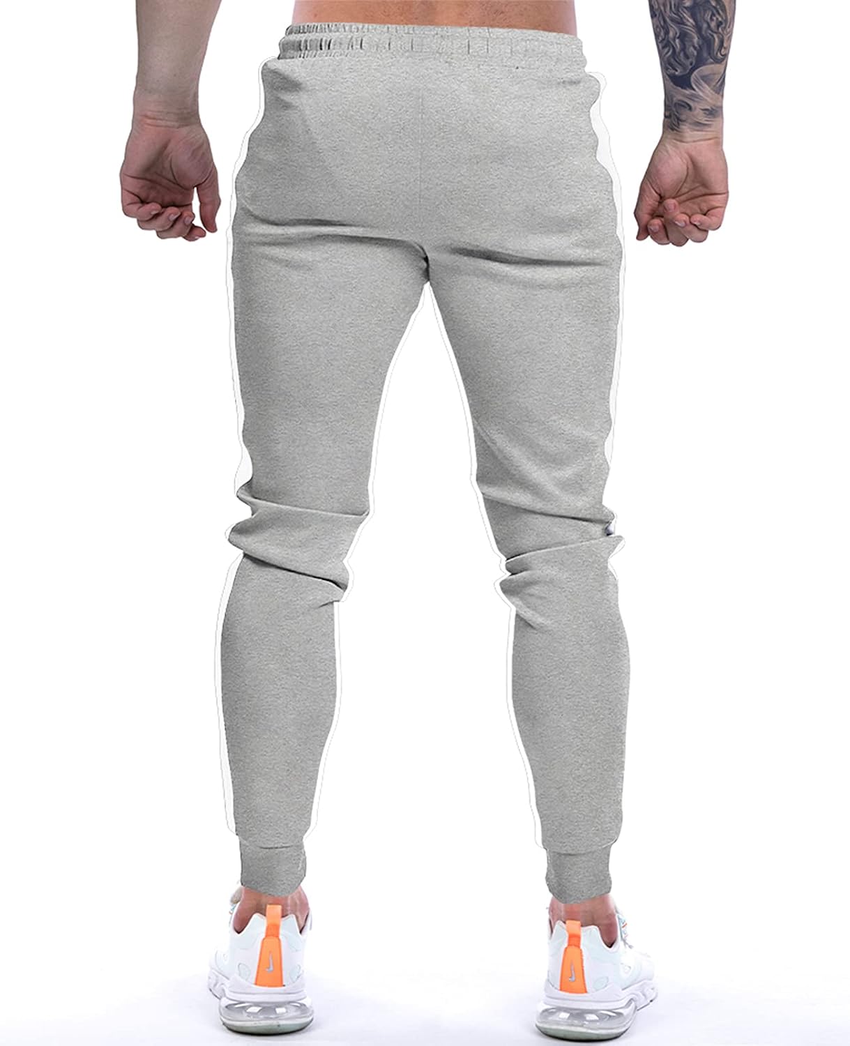 Suwangi Joggingbyxor för män, sportbyxor, byxor, randig design med dragkedjefickor