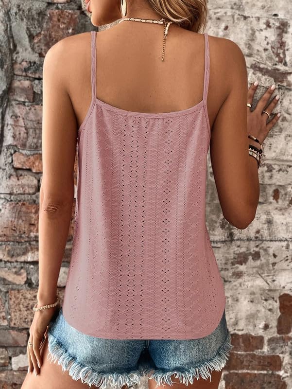 Haibang Chic och elegant sommarlinne dam camisole spets ärmlös spaghettiband topp sexig lös tröja ögla broderi camisole mode casual tanktoppar