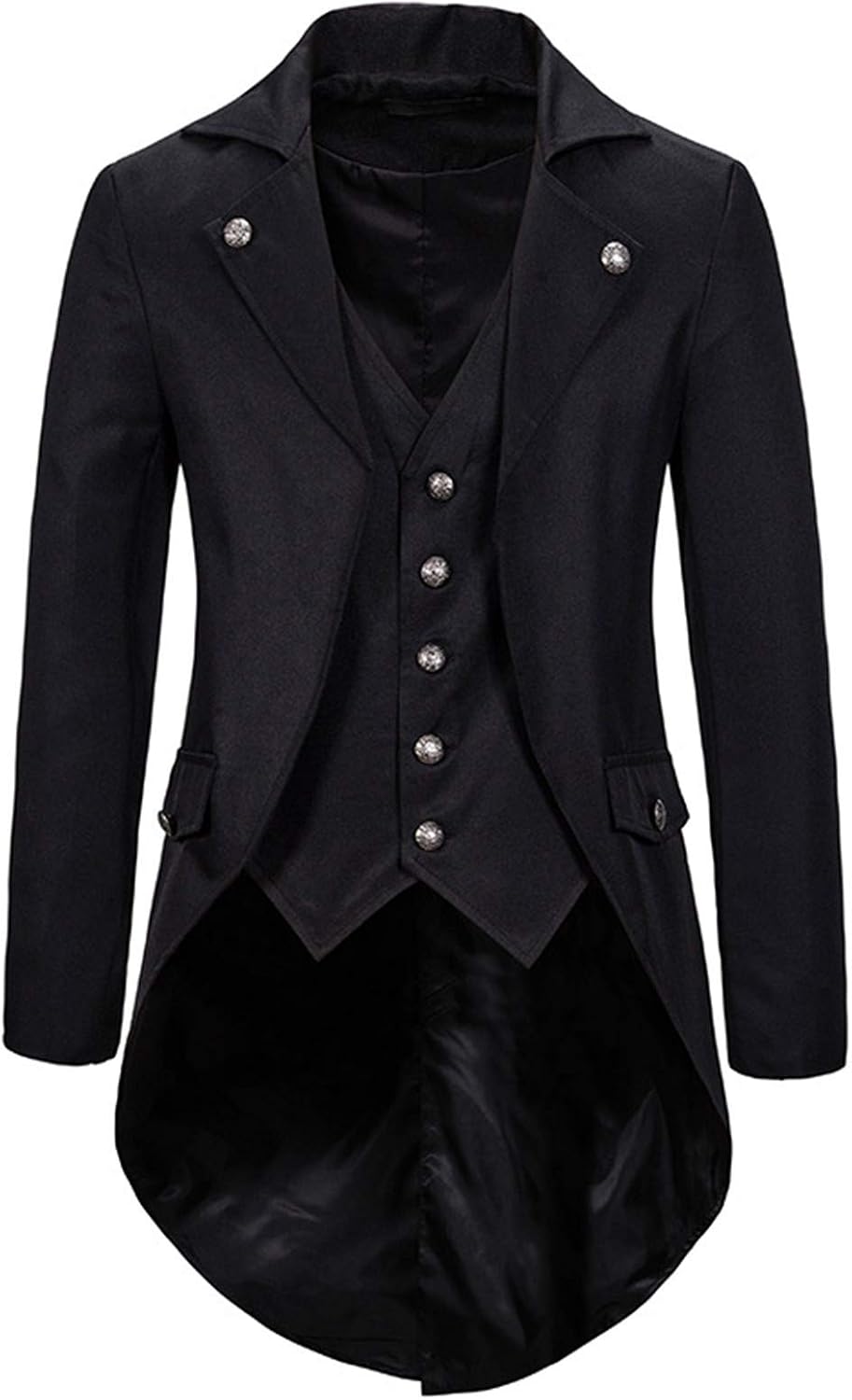 Män lappverk smoking jacka gotisk svanskappa män steampunk vintage svanskappa renässans eleganta kavajslag krage klänning smoking enkelknäppta jackor ytterkläder halloween scendräkt