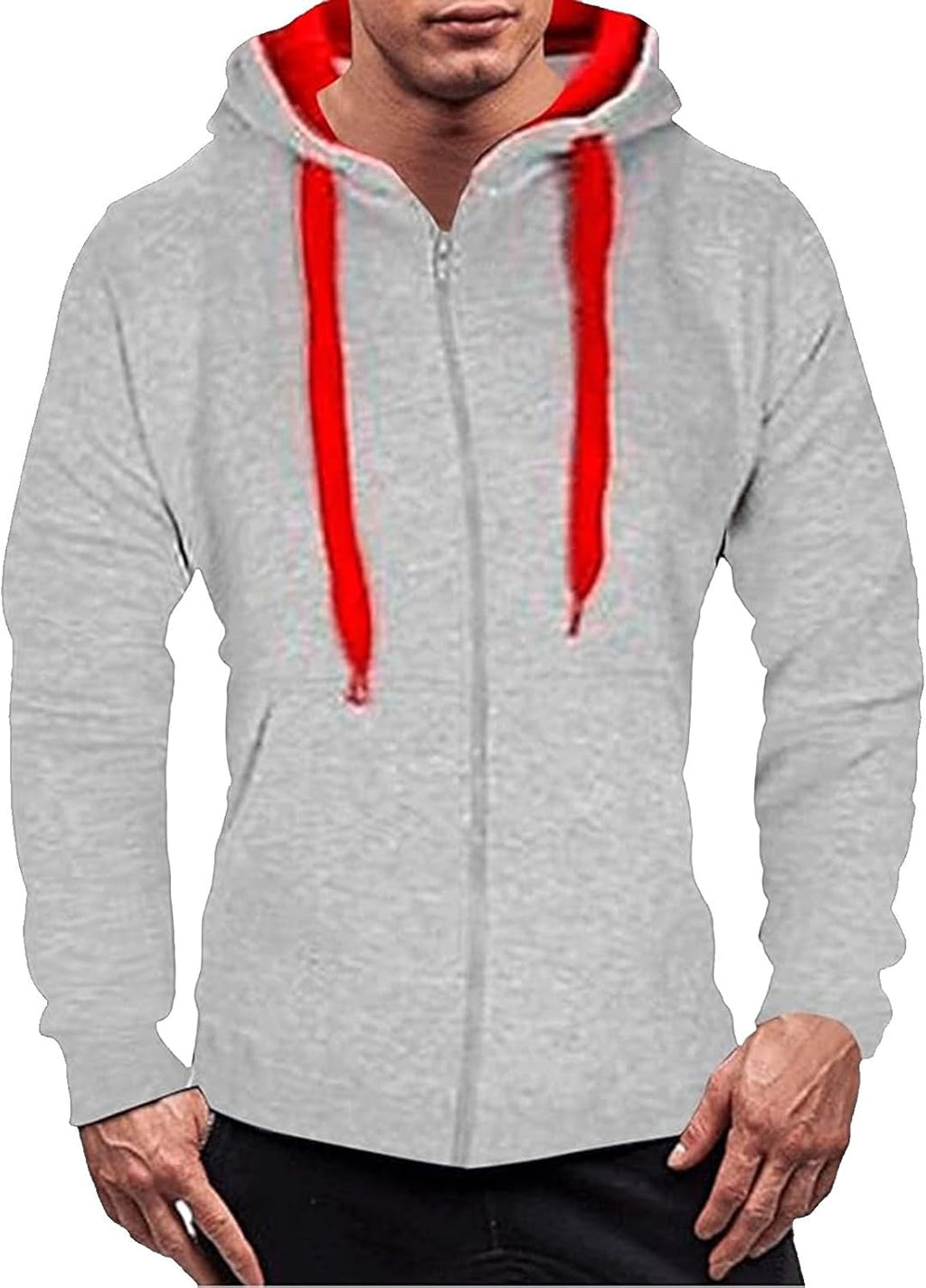 Generisk huvtröja för män, blousonjacka med dragkedja, dragsko, sweatjacka, överdimensionerad lös övergångsjacka, hip hop, trend, bomberjacka, enfärgad, ledig sportjacka för arbete och utomhus