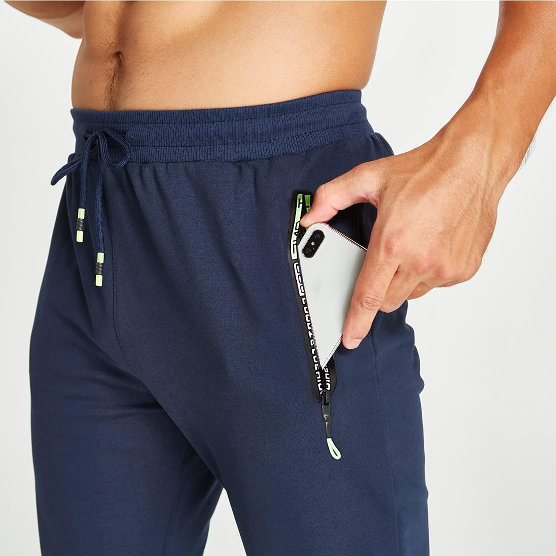 Z0XOZ Joggingbyxor för Män Elastisk Midja bälte Bomull med Dragkedja Fickor träningsbyxor