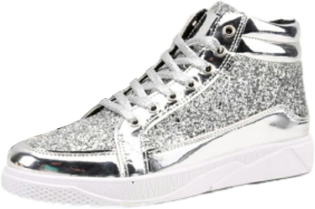 Skor herr glitter guld, paljetter sneakers herr sneakers hög topp fritidsskor glänsande promenadskor med tjock sula paljettskor karneval skateboardskor mode herrstövlar