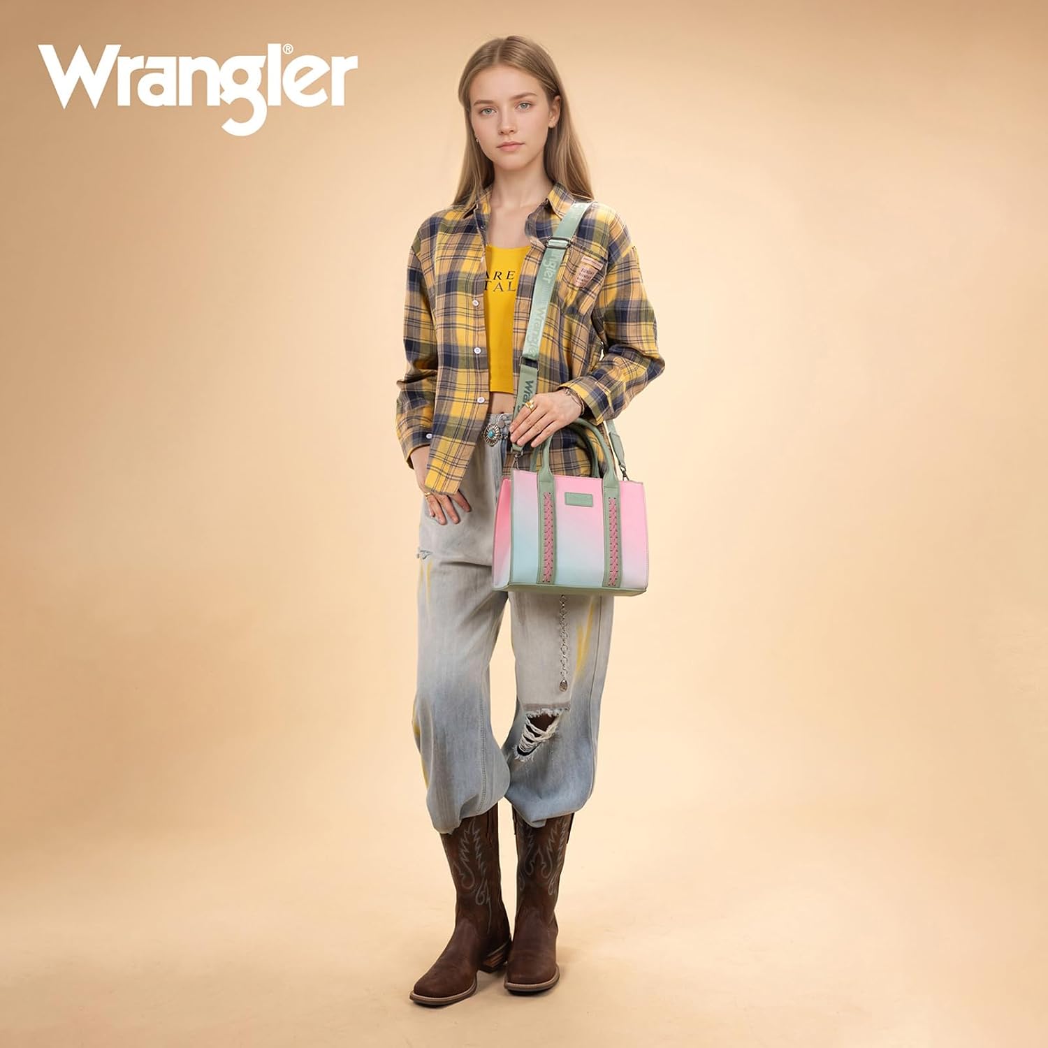Montana West Wrangler Tote Bag for Women Zipper Shoulder Handbag toteväskor