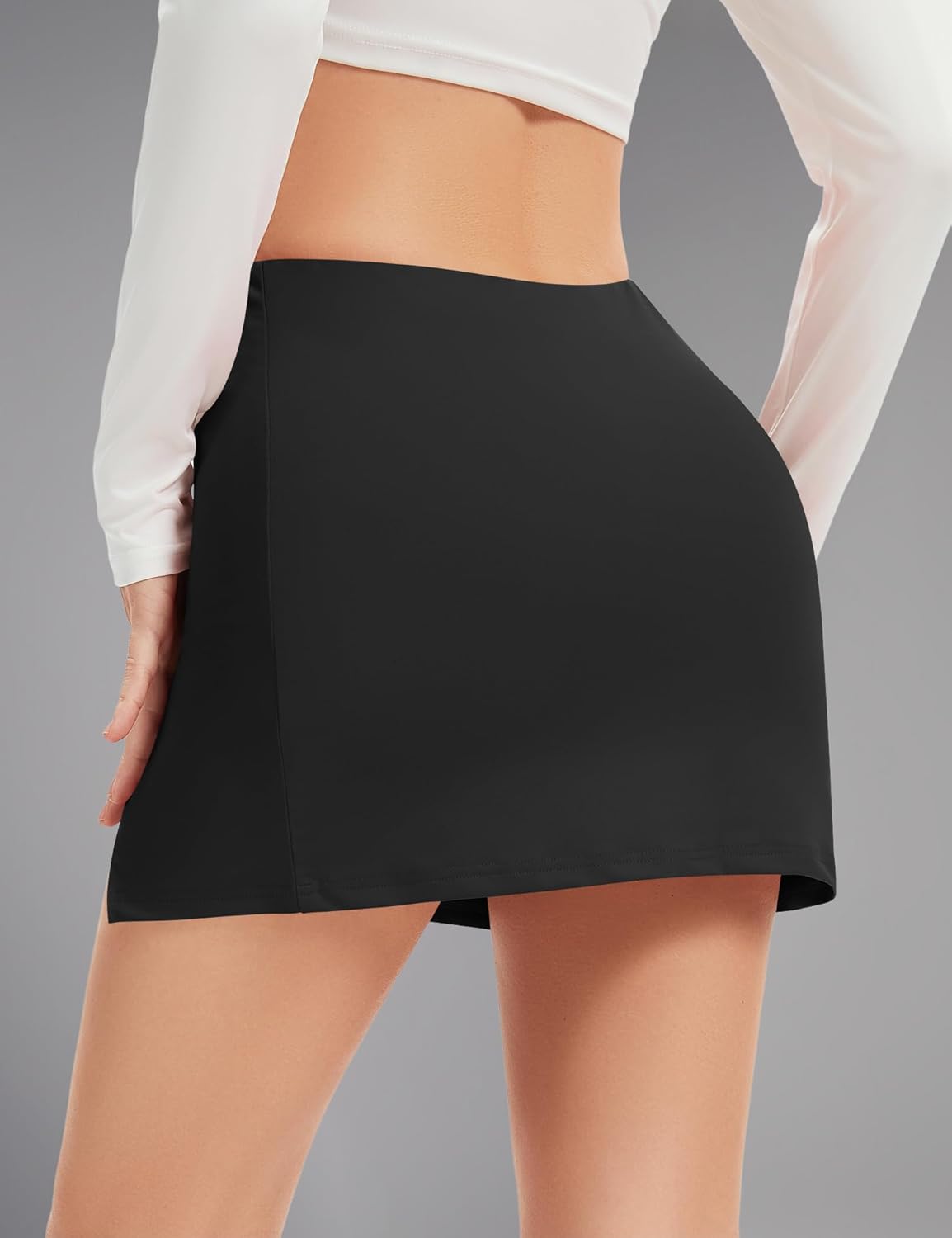 Minikjol dam med byxor stretchig smal pennkjol slits medium midja avslappnad sexig enfärgad korta kjolar