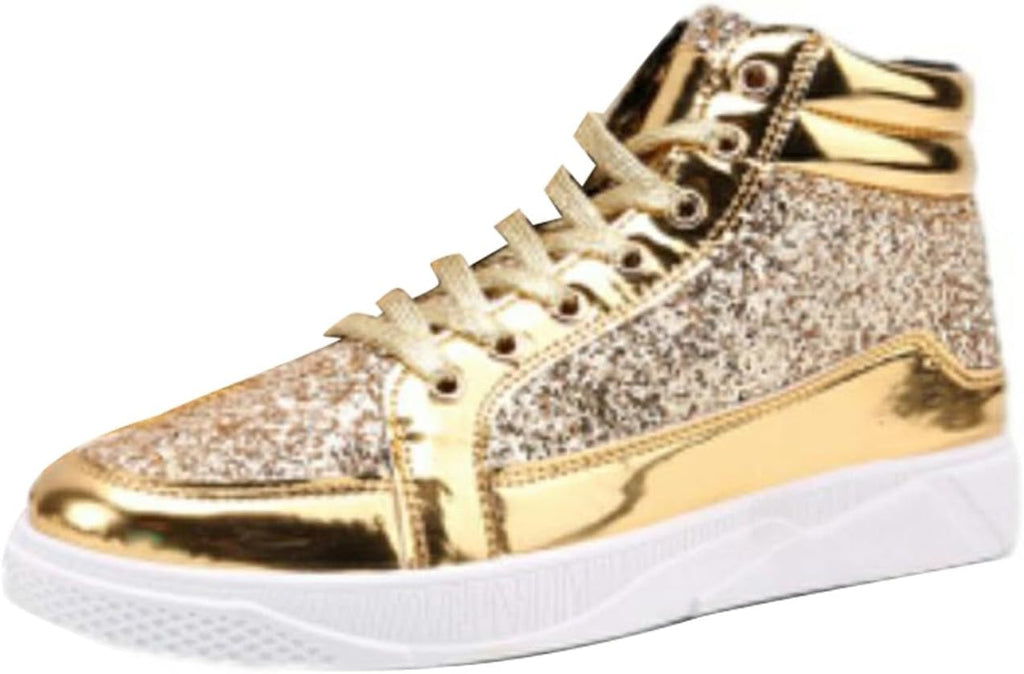Skor herr glitter guld, paljetter sneakers herr sneakers hög topp fritidsskor glänsande promenadskor med tjock sula paljettskor karneval skateboardskor mode herrstövlar