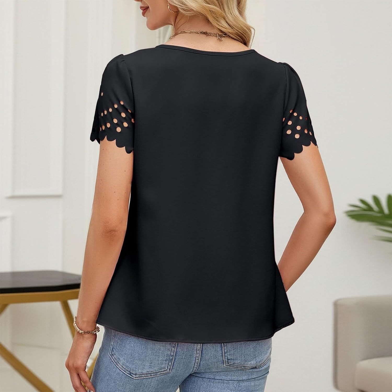 Greabuy Dammode business casual blusar kortärmad toppar trendiga arbete kvinnor fritidskläder skjortor trendiga affärskläder