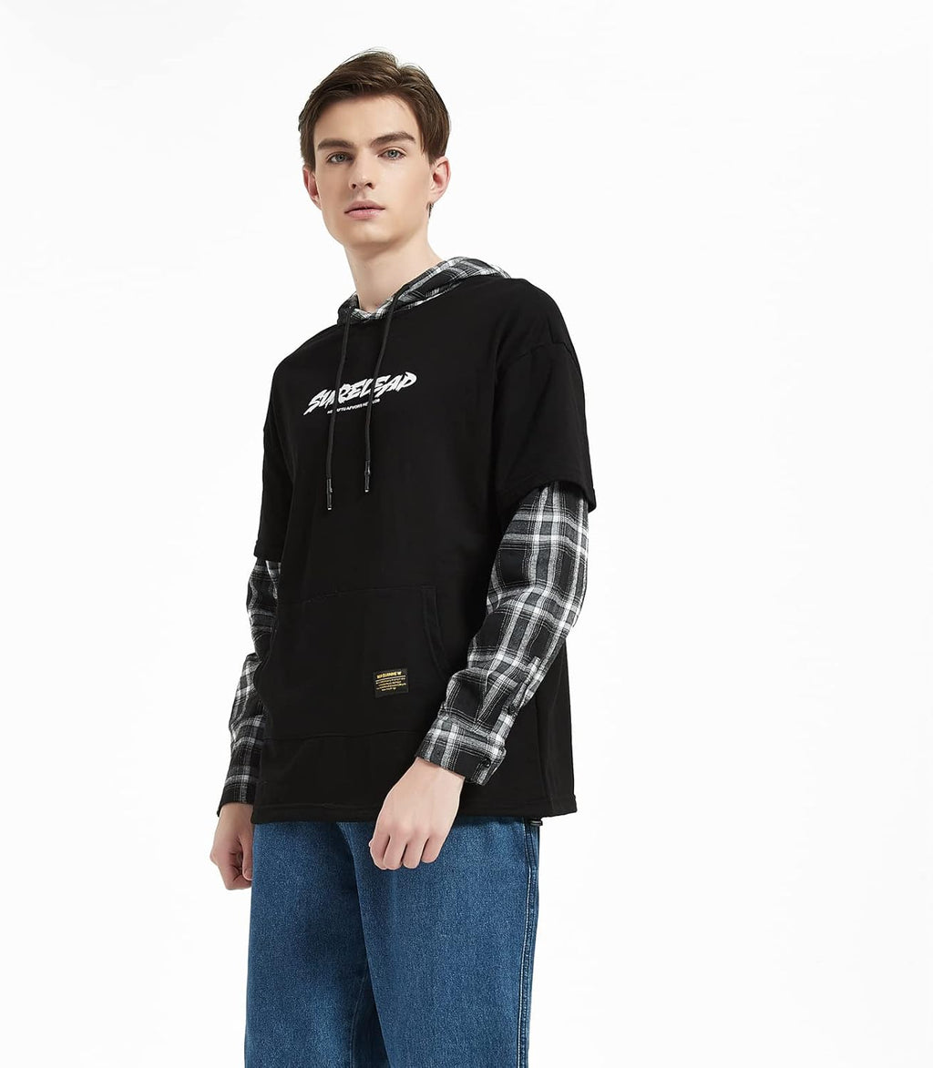 GURUNVANI Lappteknik huvtröjor herr bokstavstryck streetwear huvtröja herr sweatshirt