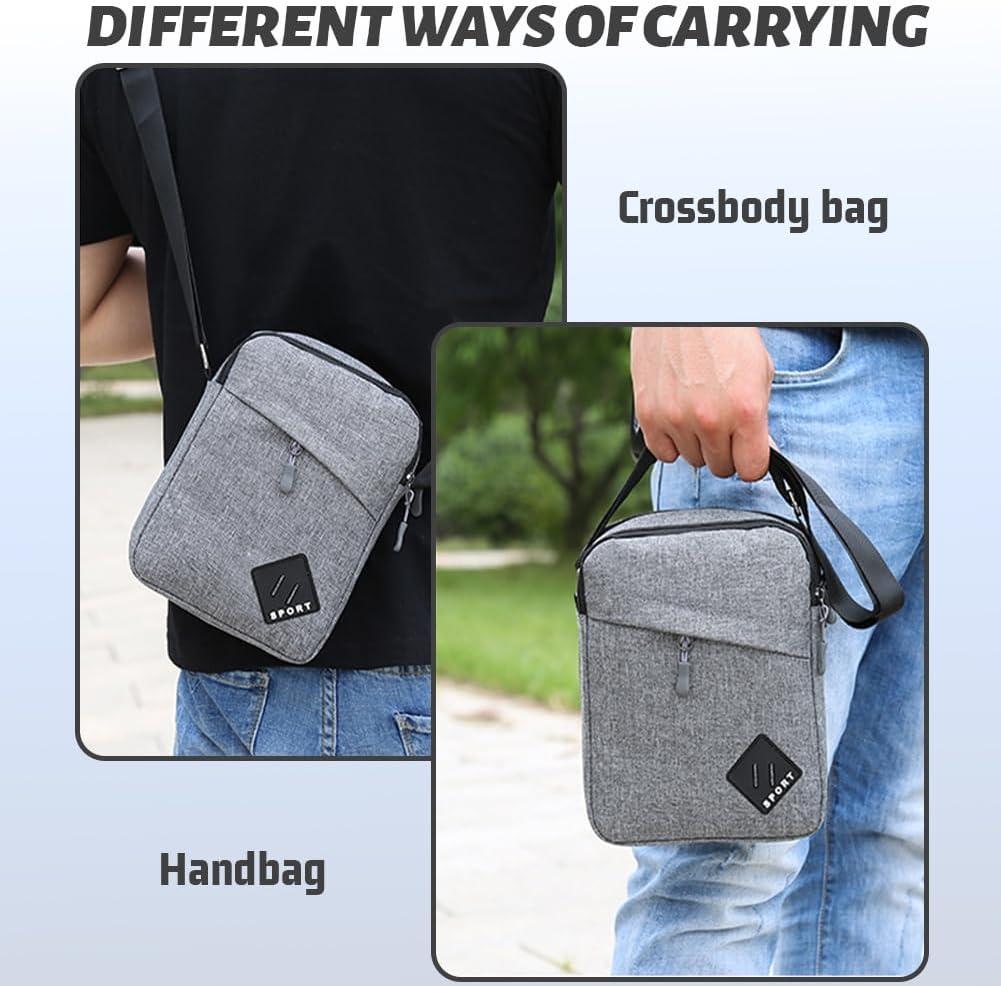 Aucuu Axelväska för män, Oxford Crossbody väska, vattentät liten sidoväska för män, ledig handväska, messengerväska med dragkedja och justerbar rem, lätt bröstväska för daglig användning, arbete