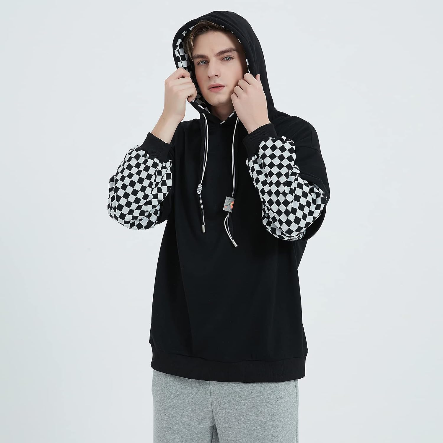 GURUNVANI Lappteknik huvtröjor herr bokstavstryck streetwear huvtröja herr sweatshirt