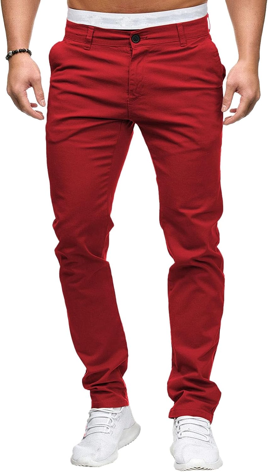 Herrbyxor med slim fit, chinos och stretch framtill, lätta affärsbyxor, vardagliga kontorsbyxor