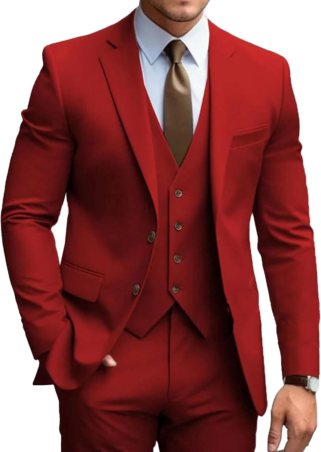 Herr 3-delad solida kostymer bröllop brudgum 2-knapps kavajslag blazer väst & byxor set vardaglig bal outfit för affärsmän