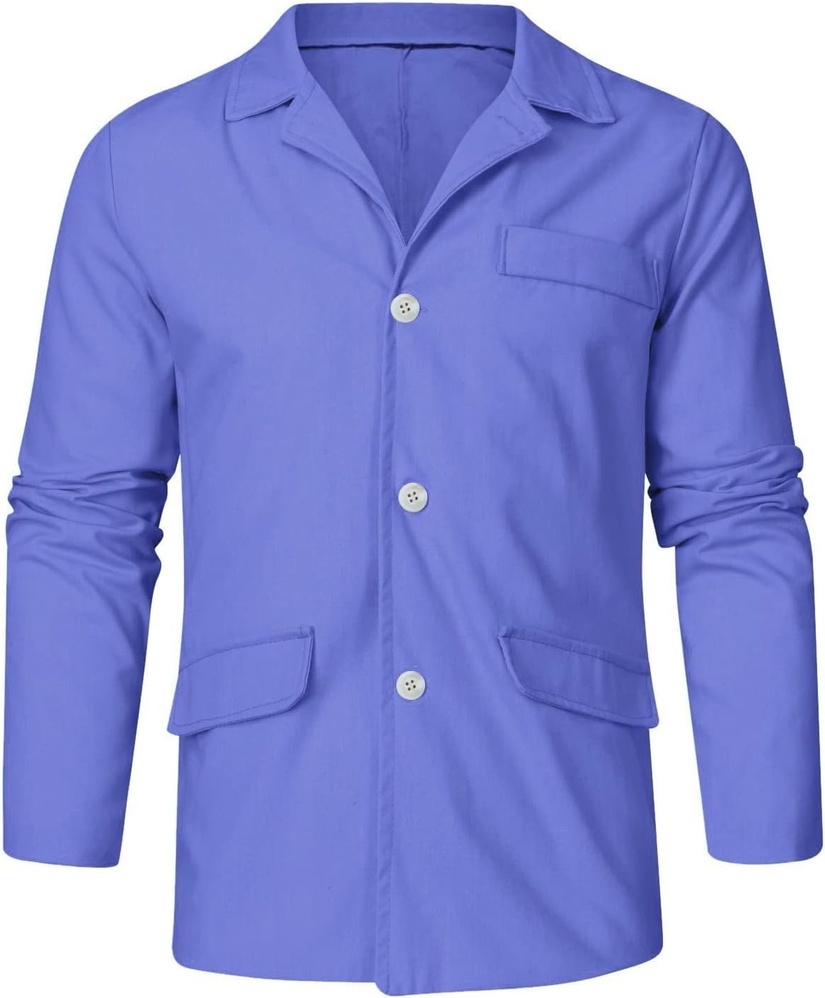 Lätt blazer för män tunn sommarrock herr vardaglig blazer fritid krage skjorta vår tunna rockar långärmad mysig jacka lös enfärgad skjortor andningsbar butt-up overshirt