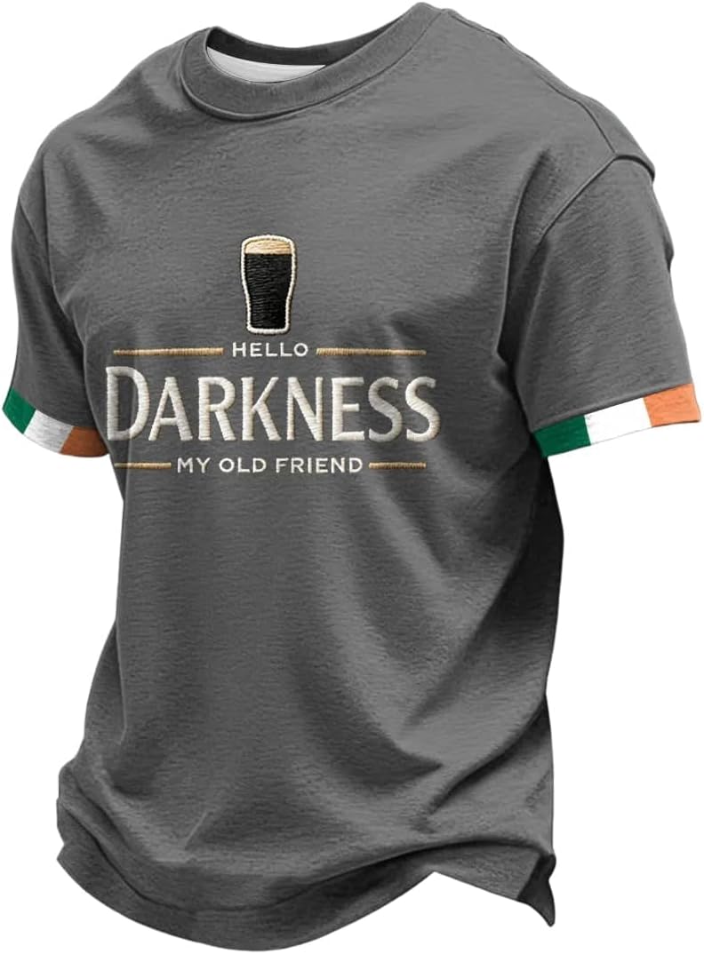 Hello Darkness My Old Friend T-shirt för män irländsk rolig drickskjorta St. Patrick's Day tröja