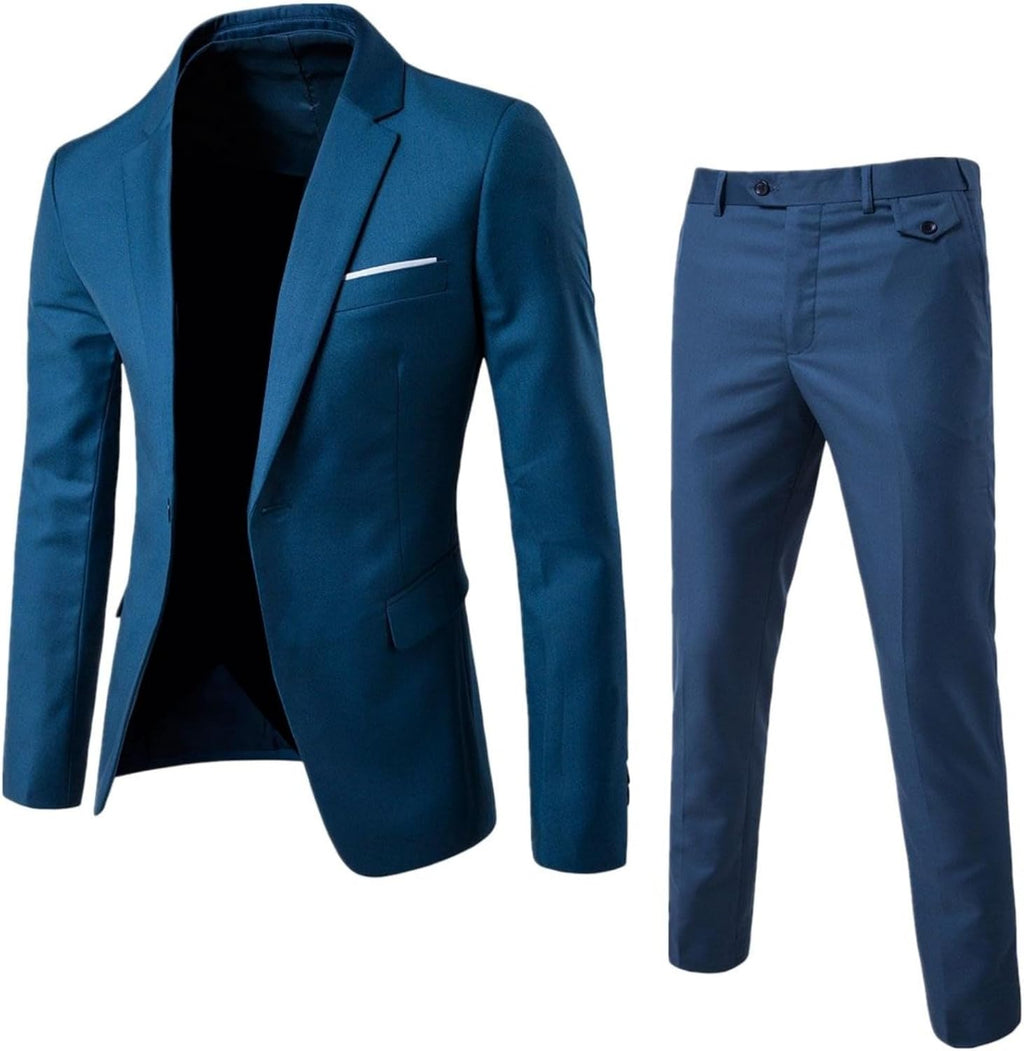 herr 2-delat kostymset slim fit med fallande en-knapp-drömare/brudgum kavaj och byxor för bröllop fest och affärer
