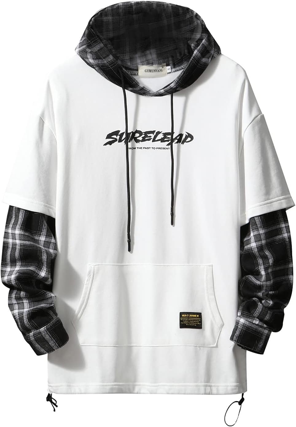 GURUNVANI Lappteknik huvtröjor herr bokstavstryck streetwear huvtröja herr sweatshirt