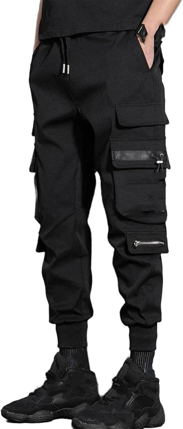 MORISTE Herr avslappnad passform lastbyxor, hiphop streetwear andningsbara bruksbyxor