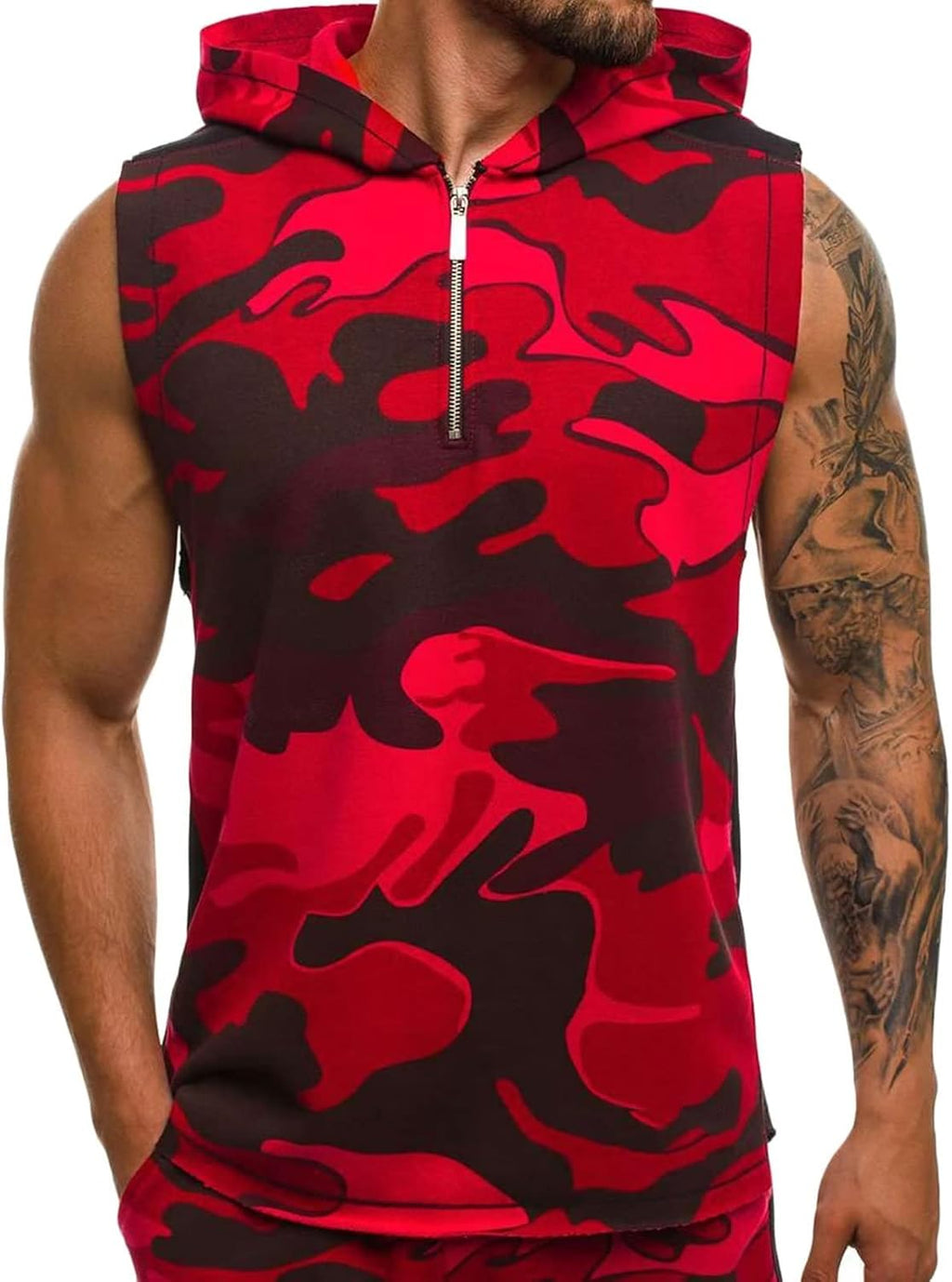 Men's Workout Hooded Tank Tops Sports Training Sleeveless Gym Hoodies Fitness Shirts Athletic Vest