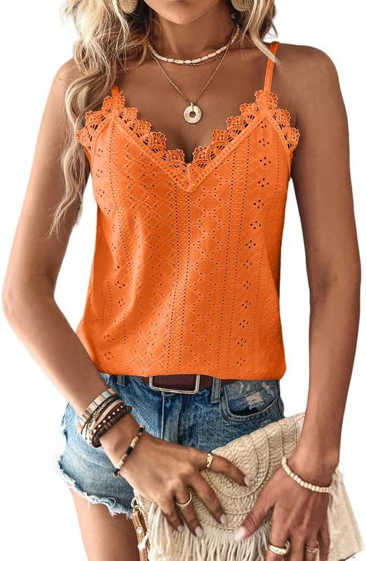 Haibang Chic och elegant sommarlinne dam camisole spets ärmlös spaghettiband topp sexig lös tröja ögla broderi camisole mode casual tanktoppar
